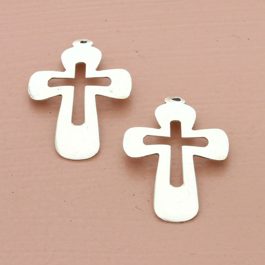 vintage sterling silver faith cross earring charms