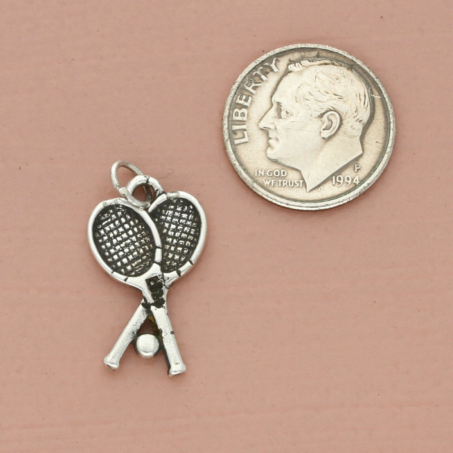 vintage sterling silver tennis rackets charm