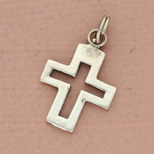 vintage sterling silver cut-out religious cross charm