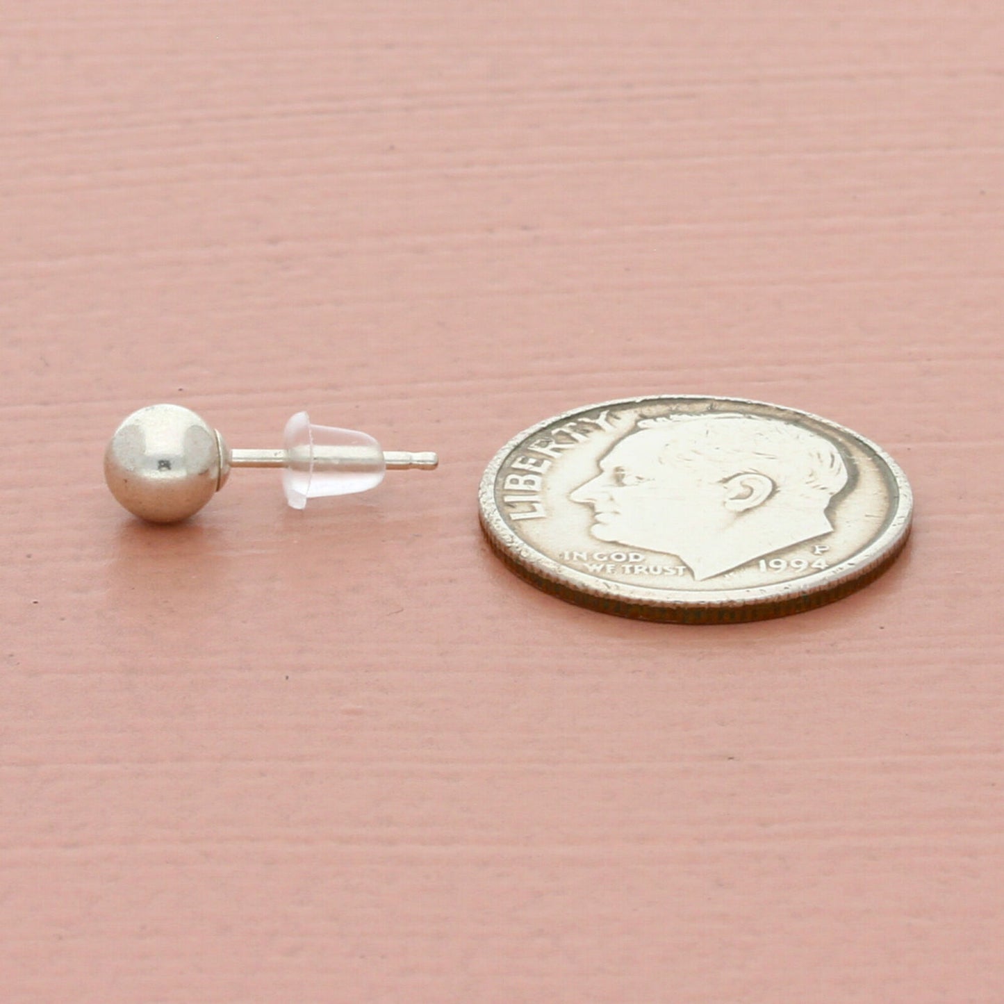 vintage sterling silver 4mm ball stud single earring