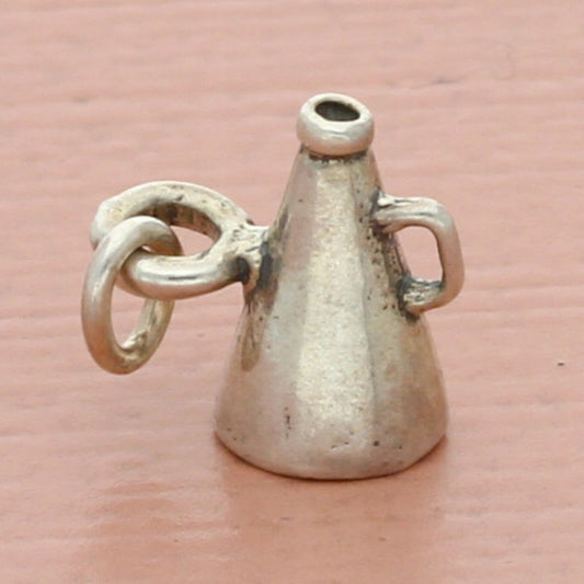 vintage sterling silver 3d cheerleader megaphone charm