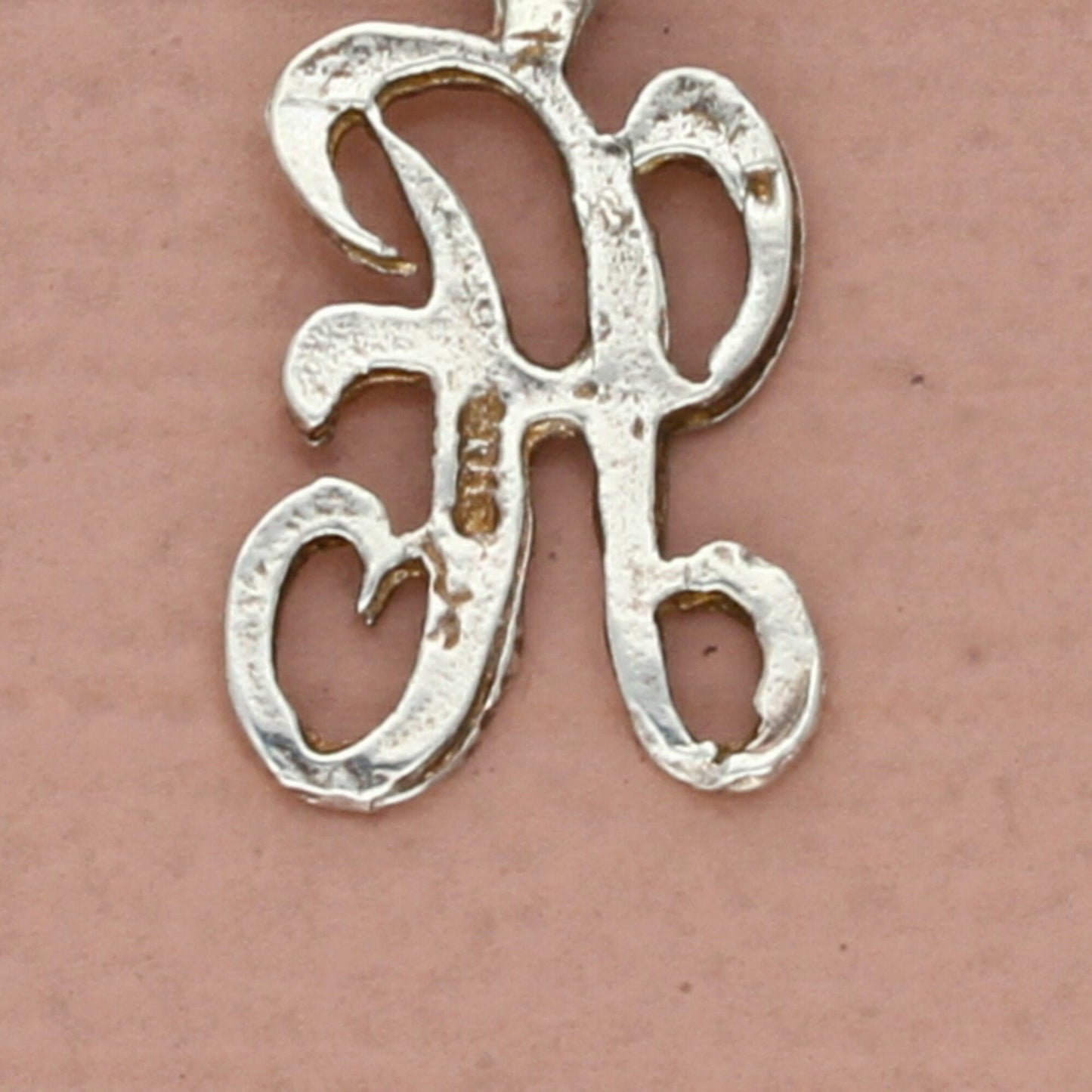 vintage sterling silver script letter h initial pendant