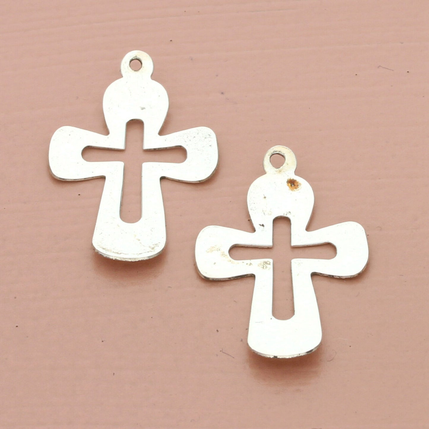 vintage sterling silver faith cross earring charms