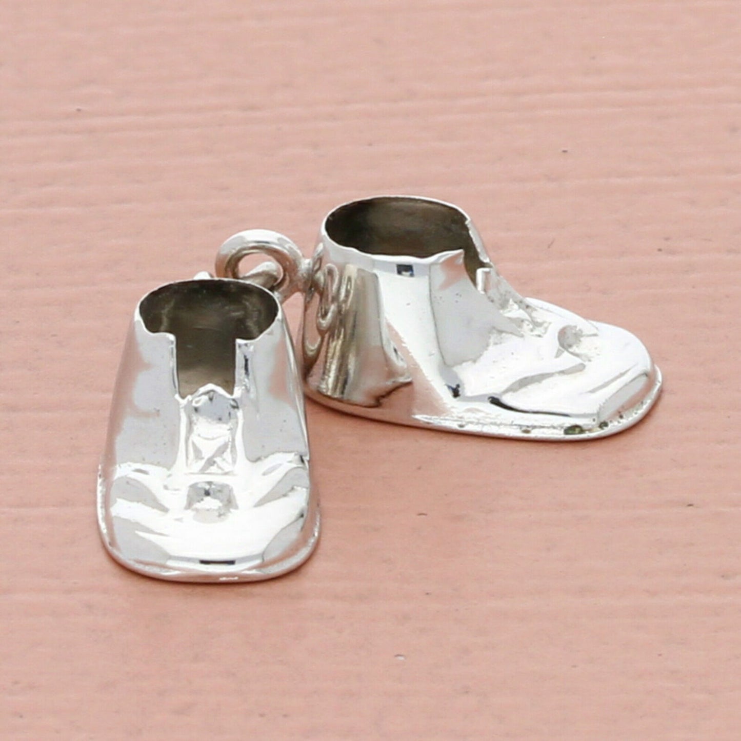 sterling silver vintage 3d engraved baby shoes charm