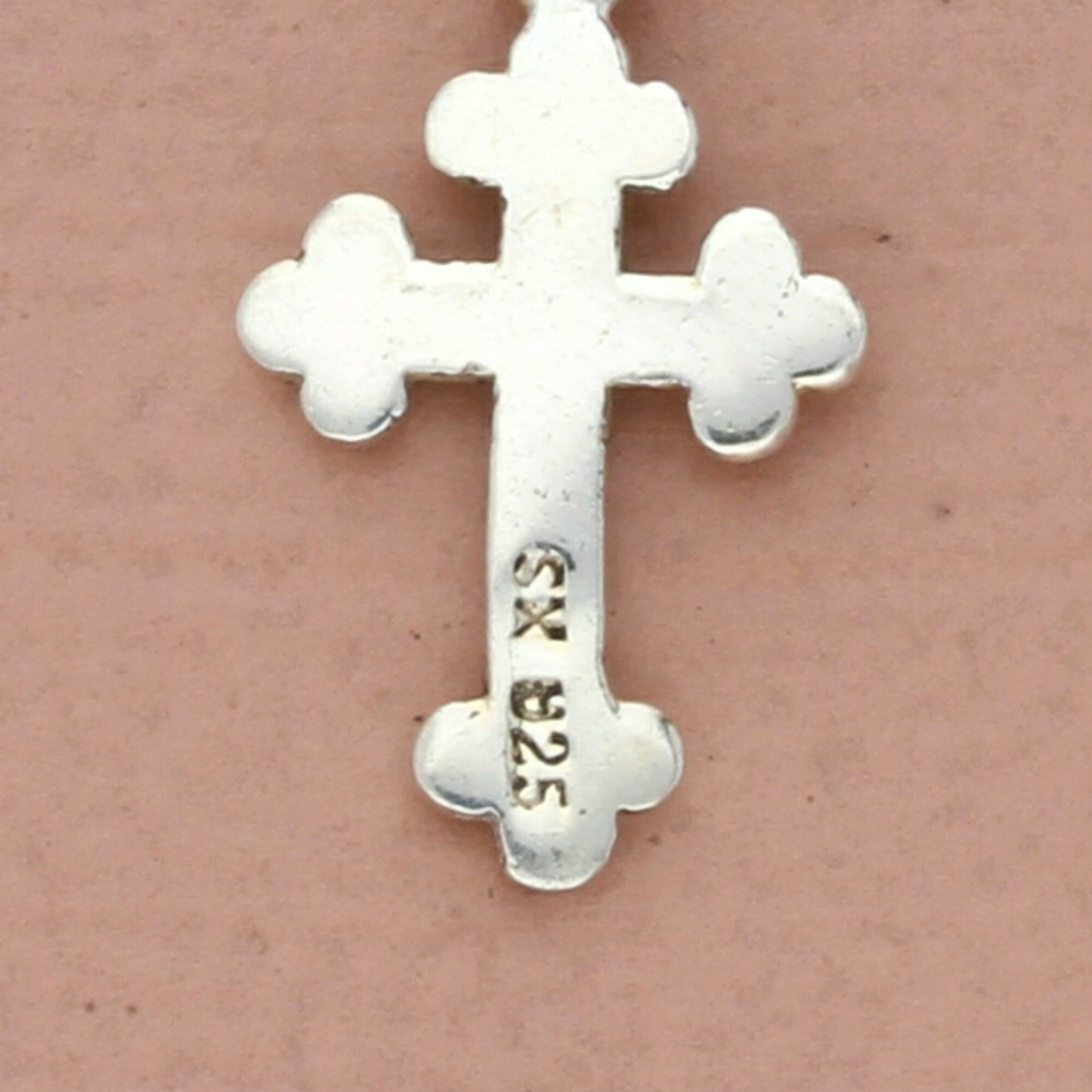 vintage sterling silver dainty pebbled faith cross charm