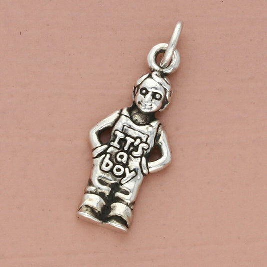 vintage sterling silver its a boy charm