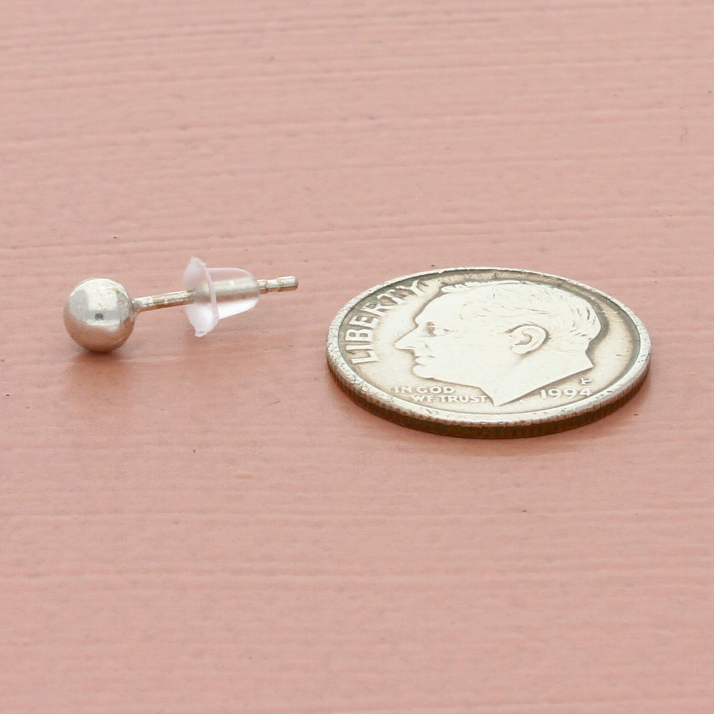 vintage sterling silver 4mm ball stud single earring