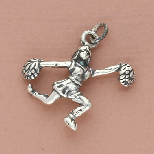 vintage sterling silver 3d cheerleader girl charm