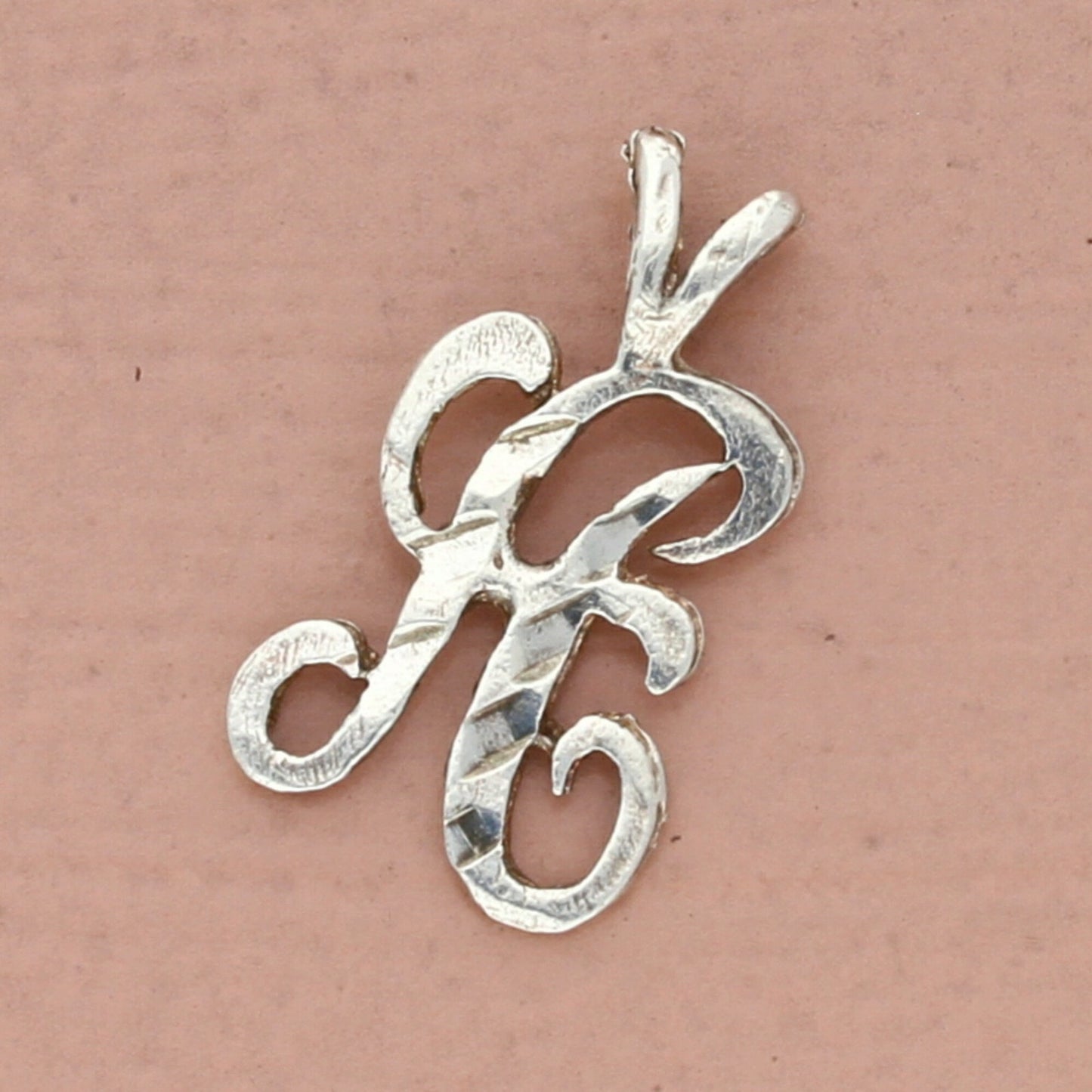 vintage sterling silver script letter h initial pendant