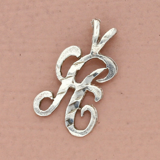 vintage sterling silver script letter h initial pendant