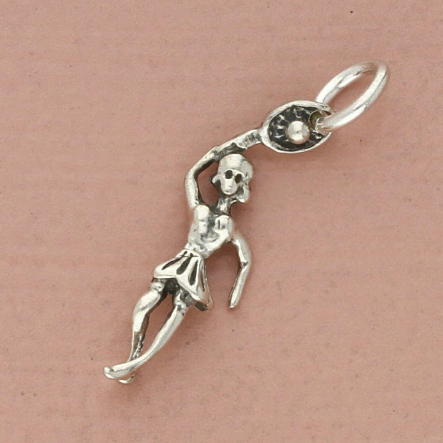 vintage sterling silver girl tennis player charm