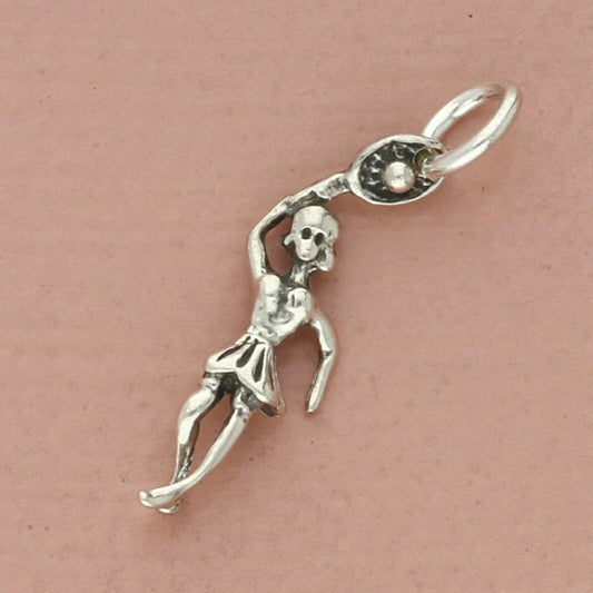 vintage sterling silver girl tennis player charm