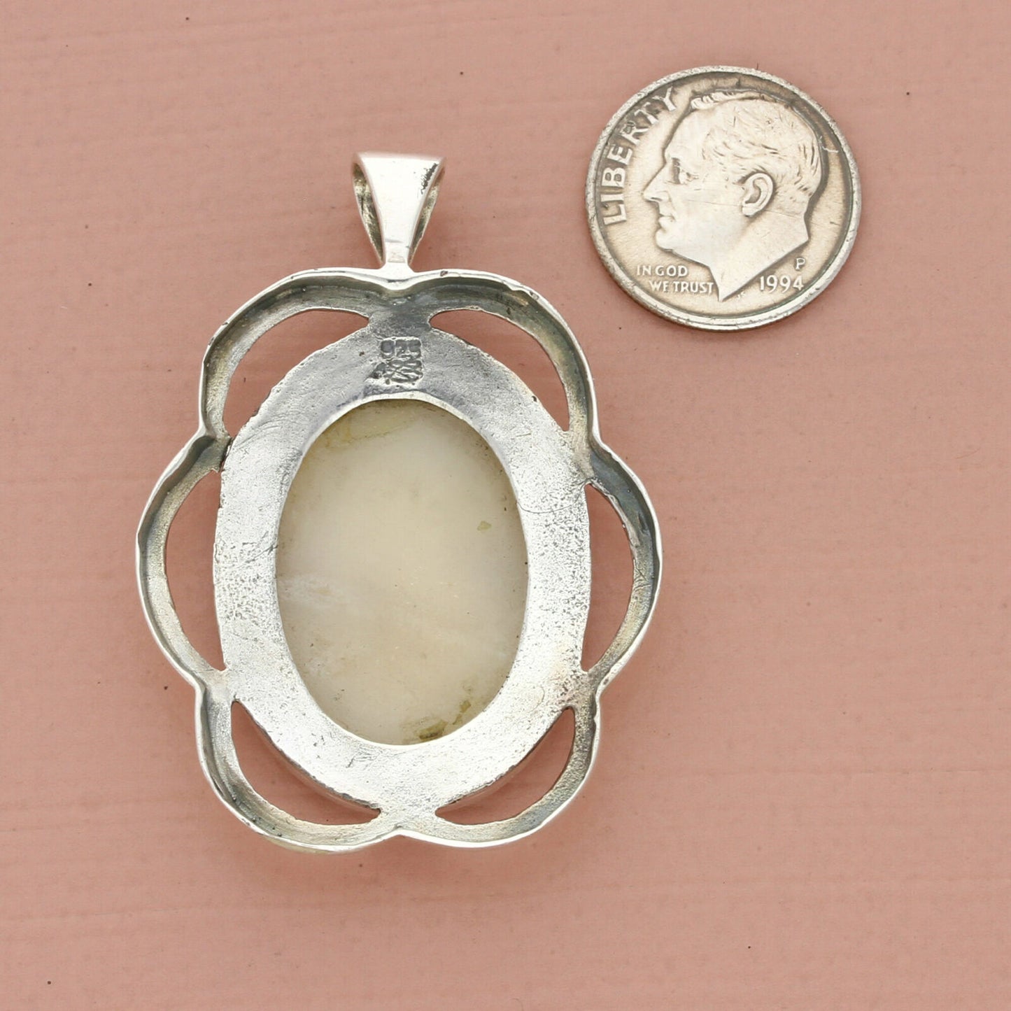 vintage sterling silver shell cameo silhouette pendant