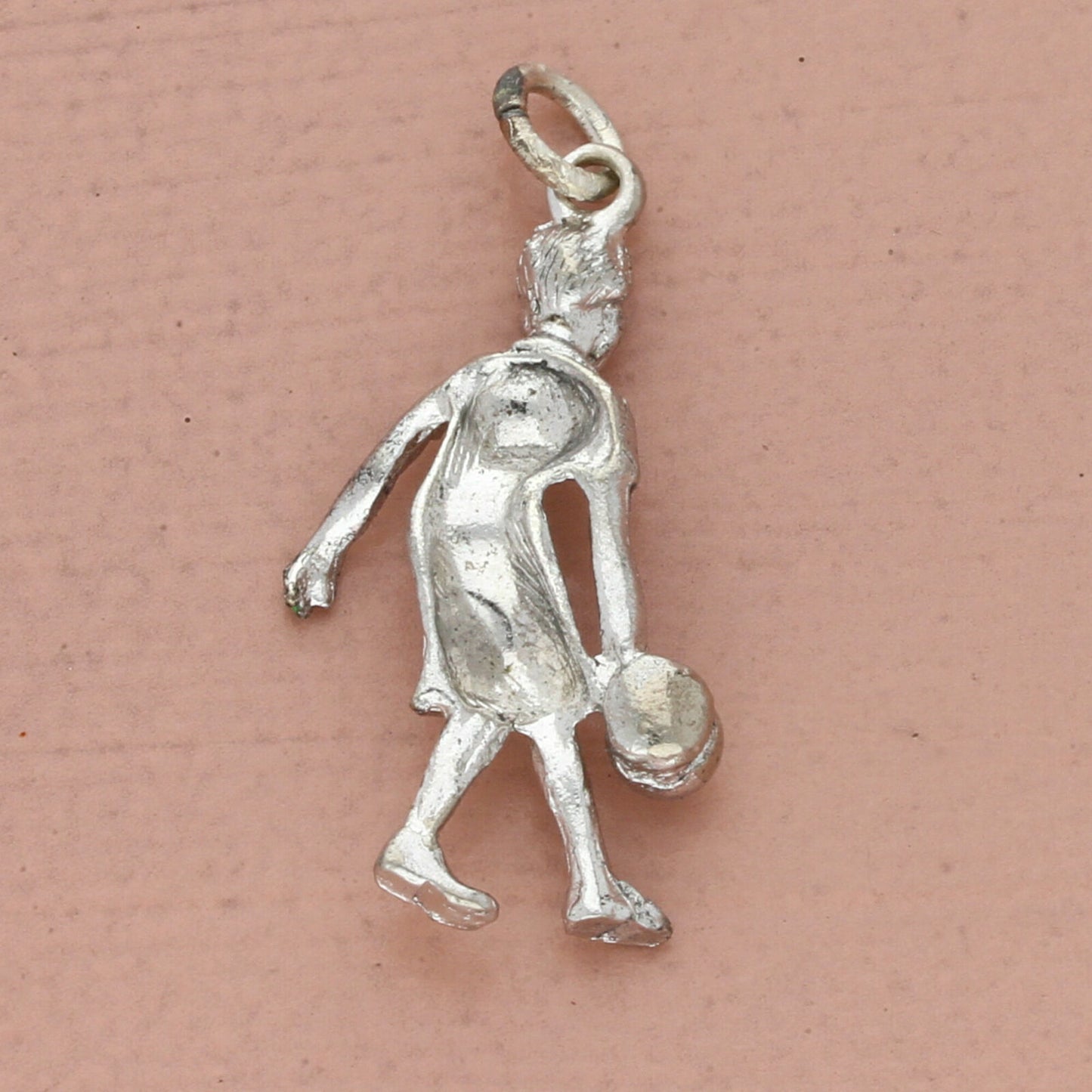 vintage sterling silver girl bowling charm