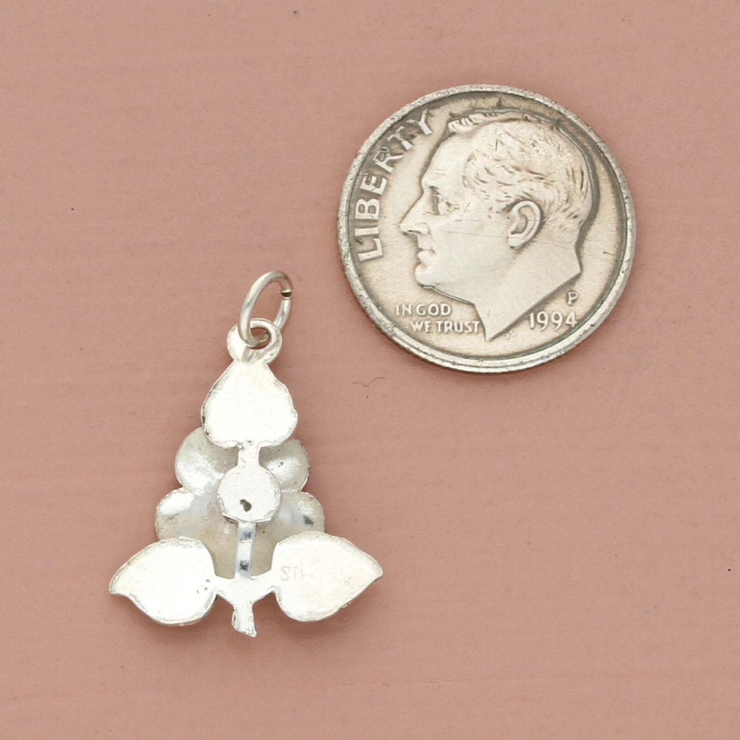 vintage sterling silver enamel flower charm