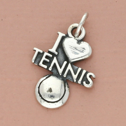 vintage sterling silver i love tennis heart charm