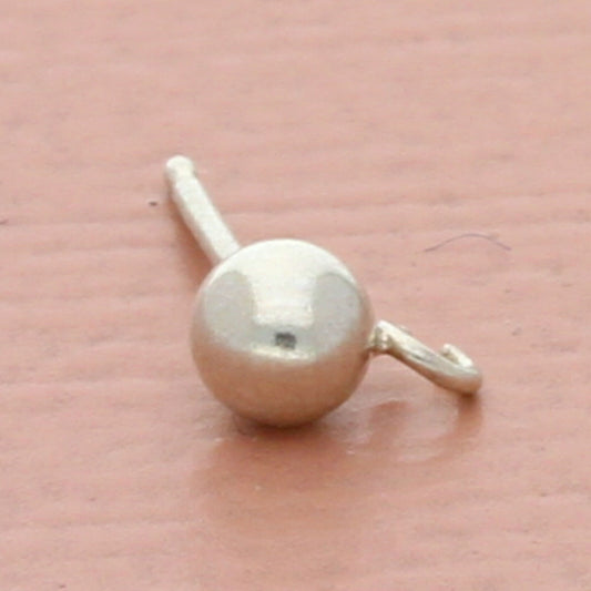 vintage sterling silver 3mm charm holder ball stud single earring